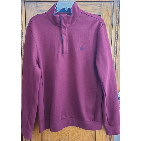 Polo Ralph Lauren Other - Polo Ralph Lauren Mens Quarter Snap Double Knit Pullover Burgundy Red Medium NWT